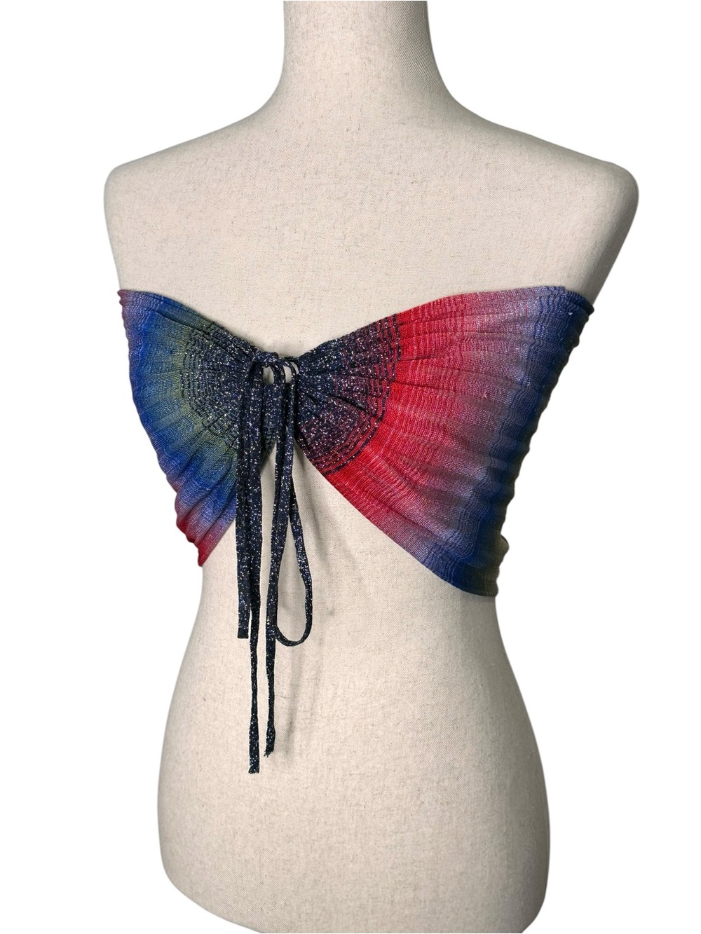 Zara Fairy style Rainbow Multicolor Metallic Bandeau Halter Top. Blogger. Rave. - Picture 5 of 13